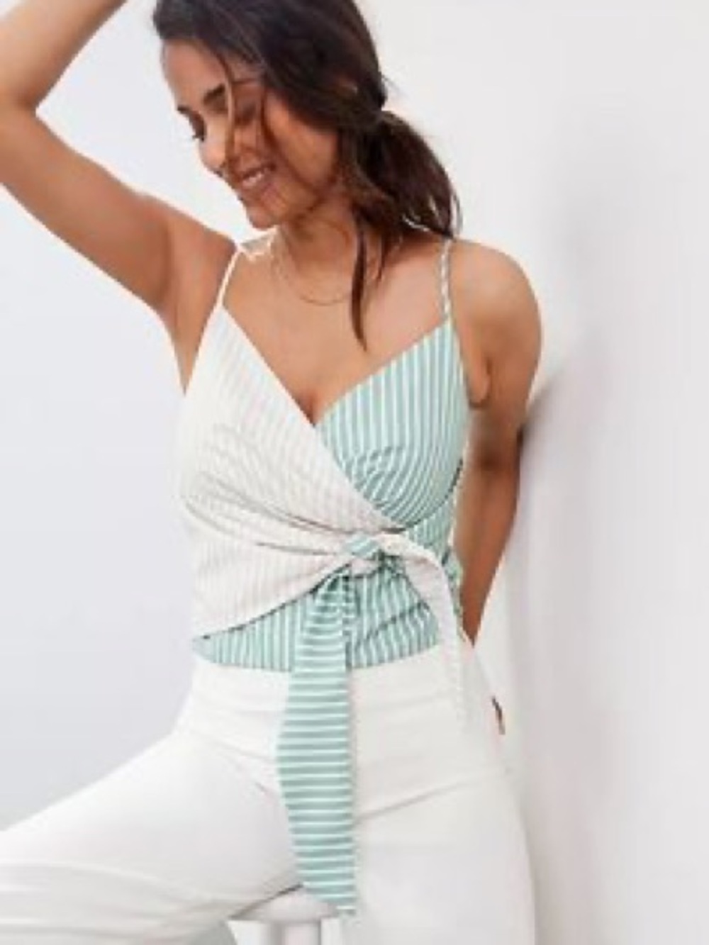 Mare Mare x Anthropologie | Tie-front striped wrap tank top, M